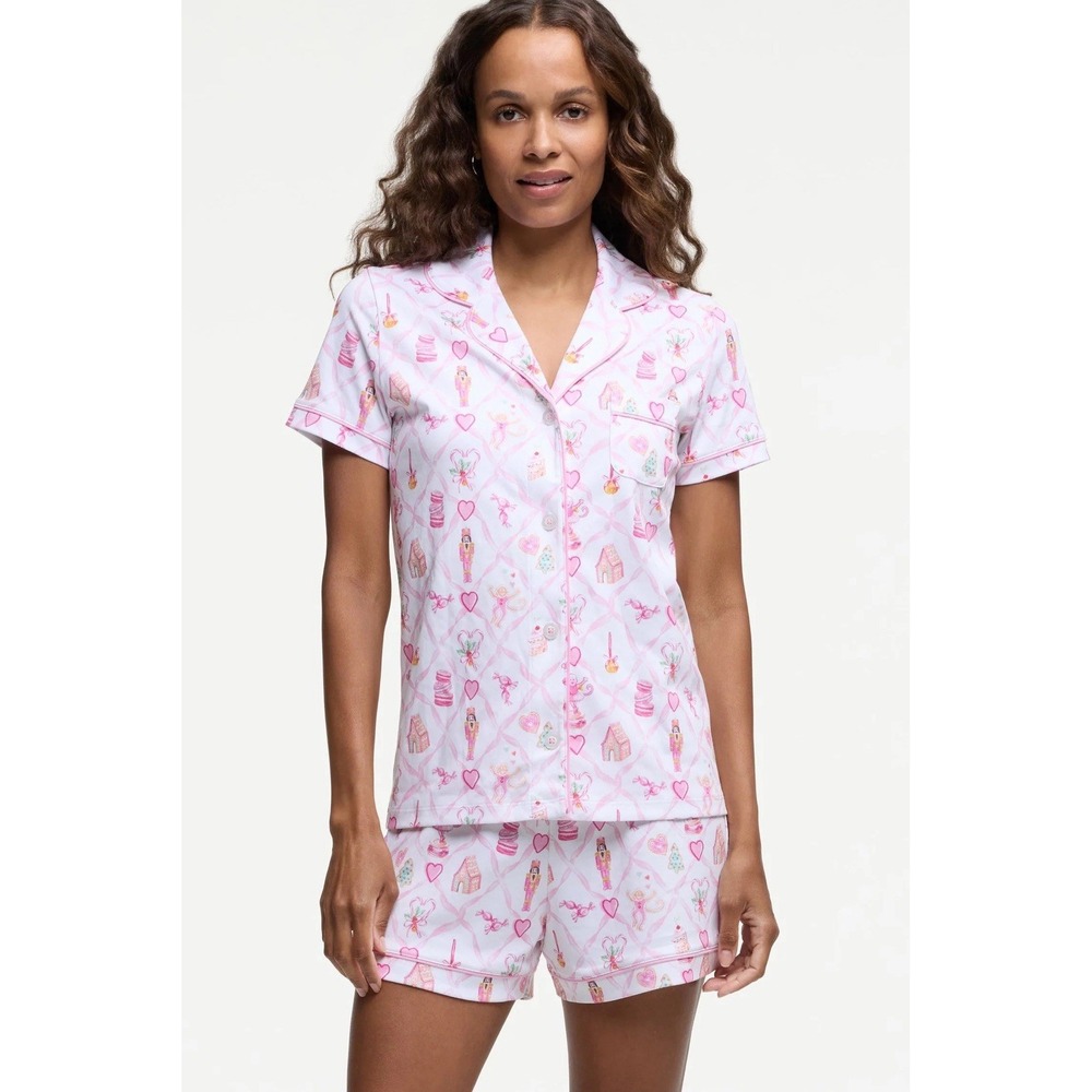 NWT Love Shack Fancy Roller Rabbit Sugarplum Lattice Polo Pajamas Size Large
